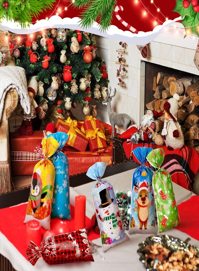 Hotop 160 Pcs Christmas Cellophane Treat Bags with 200 Twist Tie Christmas Goody Bags Holiday Treat Bags Christmas Treat Bags for Party Favors Treats Candy Gifts Holiday Christmas Goodie Bags - Image 4